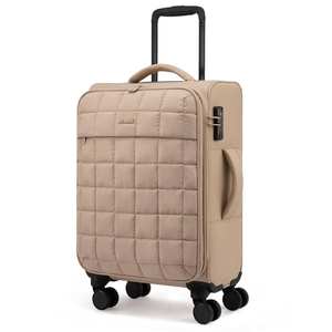LOVEVOOK Carry On Luggage 22x14x9 Airline Approved, 20 Inch Softside with Wheels, Lightweight Spinner Suitcase with TSA Lock, Water-Resistant Large Capacity for Travel, Khaki