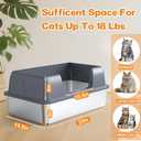 Vivifying Stainless Steel Cat Litter Box, XL Extra Large Semi-Enclosed Metal Pan with Side Entry, Scoop Included, Open Top Potty for Indoor Big Cats & Kitty, Easy to Clean & Odor Resistant (XL without step, Gray)