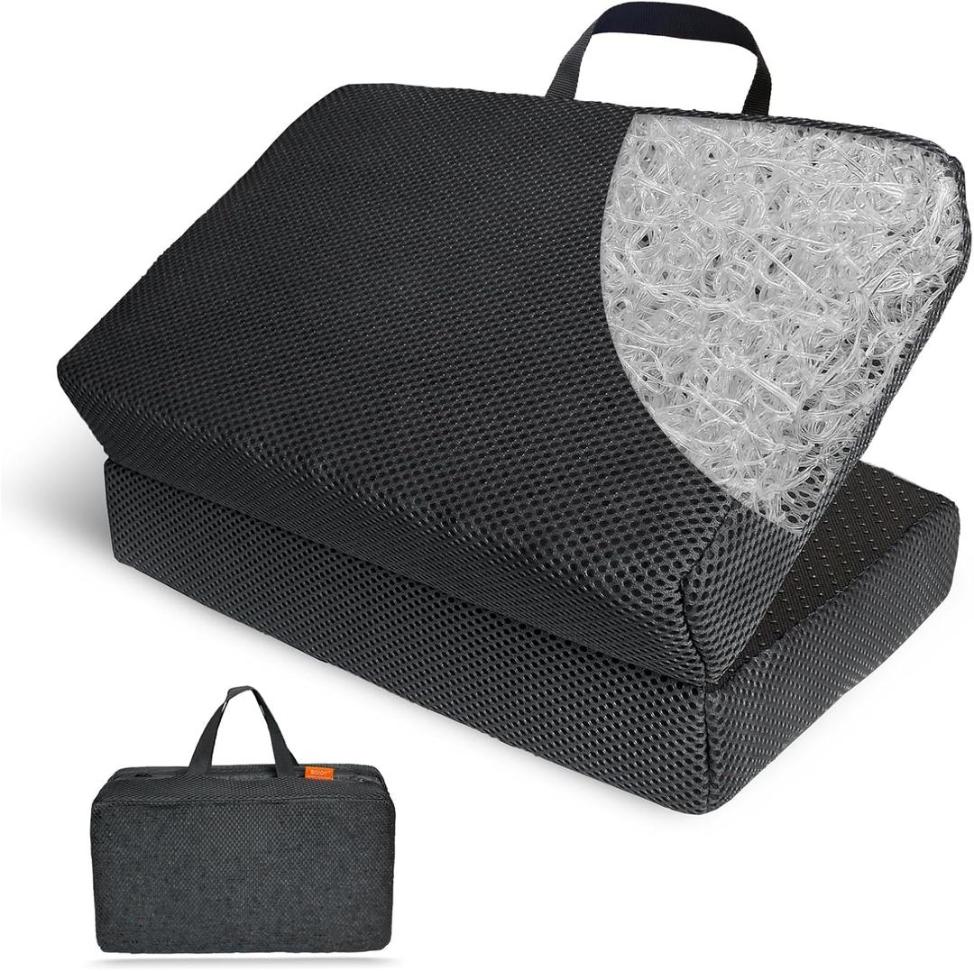 Sojoy Portable Seat Cushion for Stadium Breathable Foldable Seat Cushion for Airplane,Bleacher,Office Chair,Black