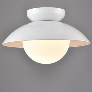 CLAXY Nautical Modern Ceiling Light Flush Mount White Dome Ceiling Light Fixture with Milky White Globe for Bedroom Hallway Entryway Kitchen
