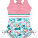 Bfustyle Girls One Piece Swimsuit Cute Striped Bathing Suit 
Size 7T