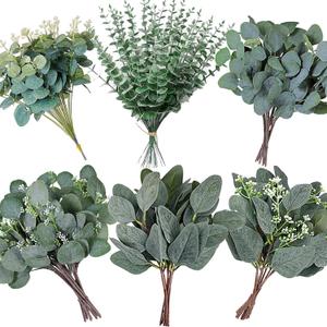 240Pcs 6 Kinds Mixed Eucalyptus Leaves Stems Bulk Artificial Silver Dollar Leaves Picks Dried Eucalyptus Bundle Faux Spray for Wedding Vase Bouquet Decor (Eucalyptus Leaves Stems-240)