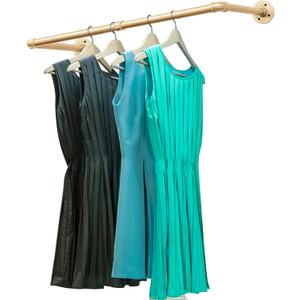 Gold Wall Mount Iaundry Drying Rack - 54" Pipe Garment Rack, Portable Heavy Duty Iron Closet Hanger Rod, Modern Metal Detachable DIY Hanging Bar for Laundry Room and Closet Storage (Gold 54" x1 pcs(2Base))