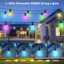 Voneta Outdoor RGBW String Lights, 49ft 15 Bulbs Patio Lights with Remote & APP, S14 Dimmable Color Changing IP68 Waterproof Dimmable LED Hanging for Garden Yard Porch Party
