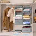 punemi 3-Shelf Hanging Closet Organizer, 2 Pack Closet Hanging Organizer with Drawers, Foldable Hanging Closet Shelves for Rv, Camper, Locker, 22.8" D x 11" W x 11" H, Grey