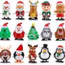 15pcs Christmas Wind Up Toys for Kids, Christmas Stocking Stuffers, Xmas Tree Santa Claus Clockwork Chain Toy, Classroom Prizes Birthday Gifts Kid Christmas Party Favors Goody Bag Fillers