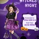 Witch Costume for Girls Aged 3-8 Years Halloween Light Up Skirt with Broom Hat Treat Bag Kids Toddler Girls Dress Up (Purple)