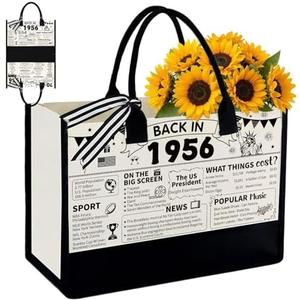 TrophyToast Birthday Gifts for Women - 60/70/80th Birthday Decorations, Canvas Beach Tote Bag, Unique Present for Mom Wife