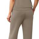 WIHOLL Two Piece Set for Women Summer Outfits Vacation Lounge Sets Round Neck Matching Sets Wide Leg Crop Pants (Beige, XL)