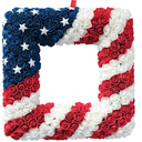 18 Inch Patriotic Red White Blue Large Size Square Shape Flower Wreath for Front Door, Forth of July American Flag Color Soft Touch Floral Wreath for Indoor and Outdoor, July 4th Wreath