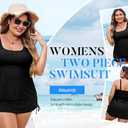 Aleumdr Plus Size Tankini Swimsuits with Skirt for Women Two Piece Bathing Suit Tummy Control Swim Dress Swimwear XL