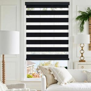 GHV Zebra Blinds for Windows Corded, Gray, 30 in(W) x 64 in(H)
