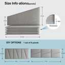 Peel and Stick Headboard for Queen Bed Linen Fabric Upholstered Wall Mounted Headboard - Wall Padding Panel in Light Grey for Bedroom/Living Room/Dorm (6 Panels)