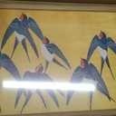 Vintage Japanese Bird Wall Art, Japan Swallow Wall Decor Painting Cottage Animal Poster Canvas Prints Picture for Bedroom Living Room Farmhouse 16x24 inch Wood Framed