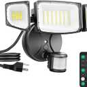 iMaihom 65W 6500LM Motion Sensor Outdoor Light, Plug In LED Security Lights 3 Heads Motion Detection Outdoor Light, Dusk to Dawn, IP65 Waterproof Flood Light with Remote Control for Yard Garage(Black)