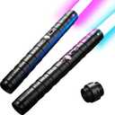 2 in 1 Dueling Lightsaber 15 RGB Colors Changeable 3 Modes with Fx Battle Sound Metal Hilt Light Sabers for Adults Kids Halloween Cosplay, Small