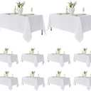 Fitable 10 Pack Rectangle Tablecloths: Stain Resistant Wrinkle Free Circle Table Clothes, Washable Reusable Polyester Table Covers for Wedding Party Birthday Banquet Reception(White, 70x120 Inch)