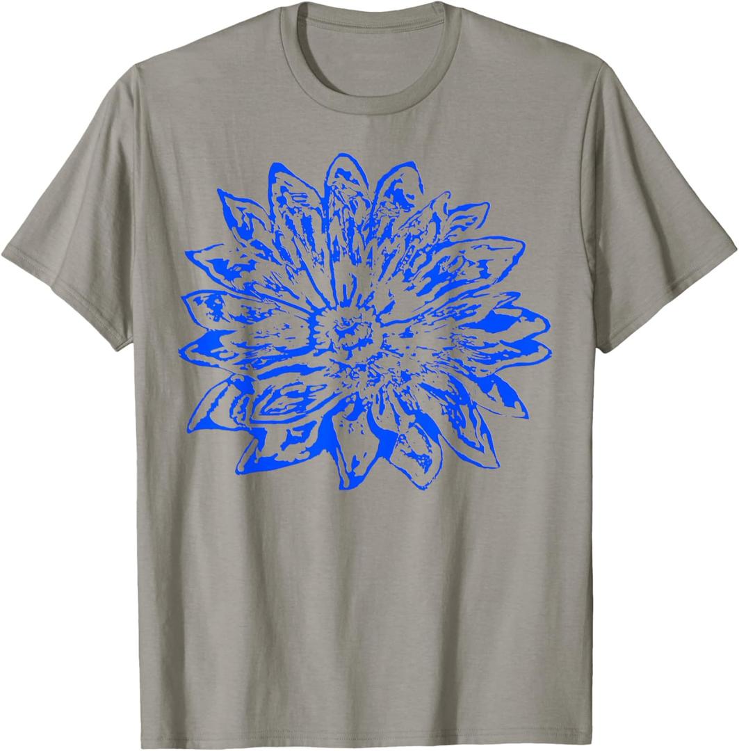 Blue Lotus Flower Yoga Tee Shirt Large