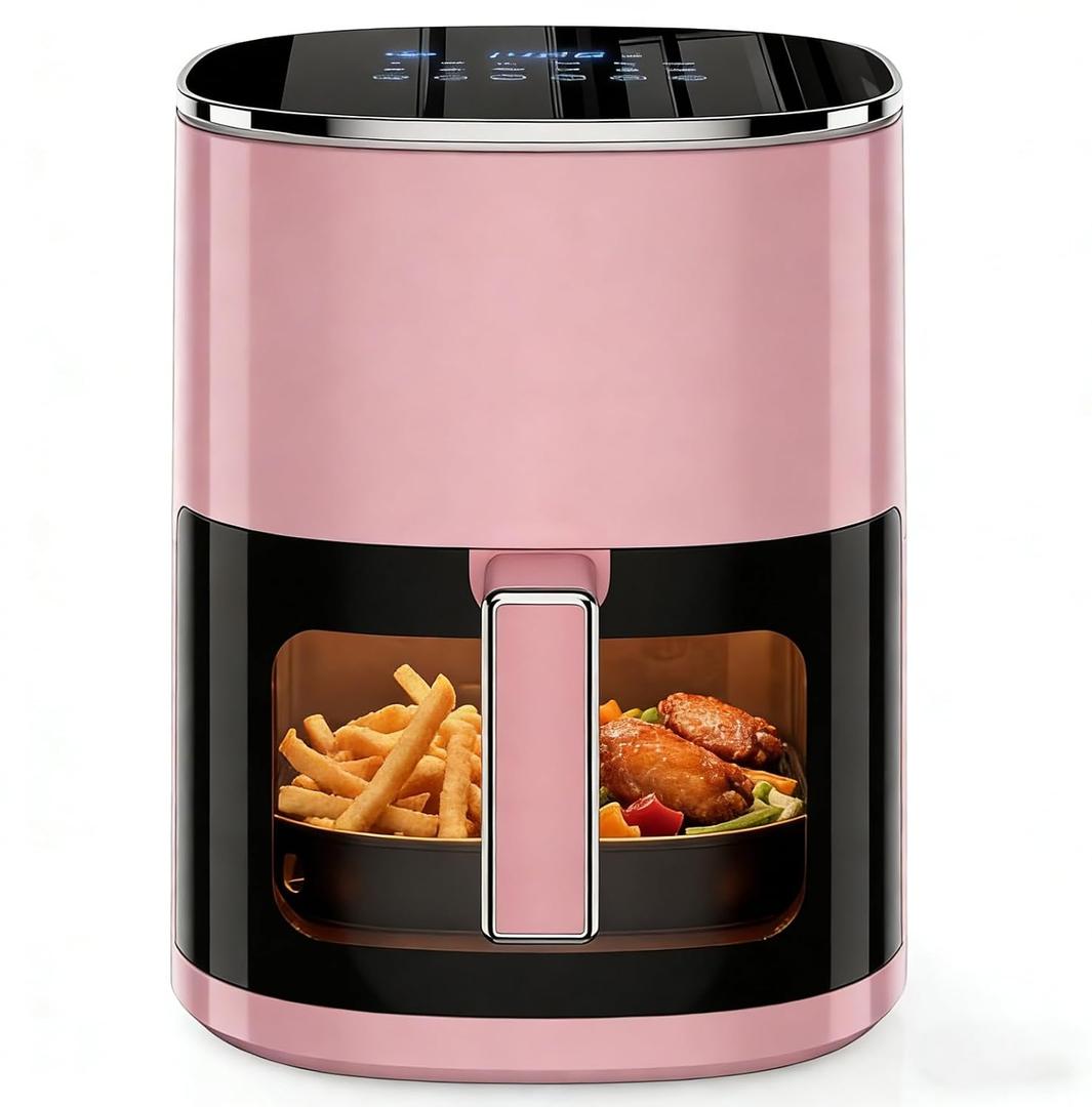 Simple Deluxe - 12-in-1 6.34 Qt Air Fryer, Preset Digital Fryer with Visible Window, Nonstick Basket and Dishwasher Safe, Air Fry, Roast, Bake