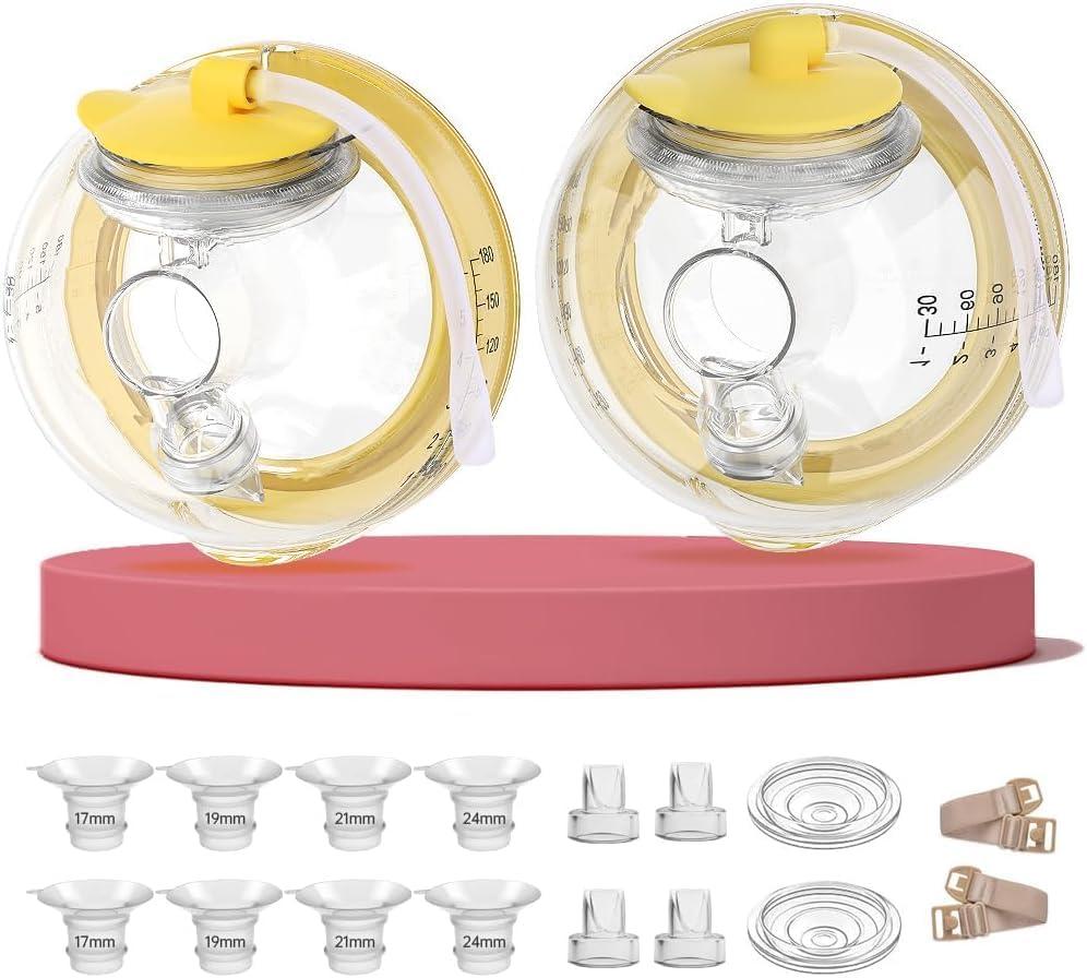 Hands-Free Collection Cups for Medela Breast Pumps - Only Compatible with Freestyle Flex/Swing Maxi/Solo Pump Parts, Includes 27mm Flange + 17/19/21/24mm Inserts
