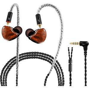 in Ear Monitor Headphones, HiFi Stereo IEM Earphones, Dynamic Dual Driver Wired Earbuds with Detachable Cable, Noise Canceling Headset for Singers Musicians Drummers Audiophile (Wood Grain)