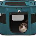 ALGALBLOOM Breathable Mesh & Oxford Fabric Foldable Pet Tent - Square Design w/Black Carry Bag, Portable for Dog Cat Indoor Outdoor (Malachite Green, M(27"22"18", 0)