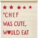 oayGnay Cute Kitchen Poster Hanger Frame, Chef Was Cute Would Eat Here Again Quotes Wall Art, Canvas Poster with Wood Frame, Kitchen Restaurant Dining Room Wall Decor, 12x16 Inches -20
