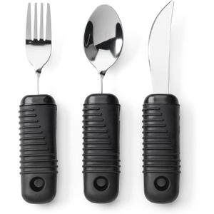 Mars Wellness Weighted Utensils Set - 3-Piece Heavy Duty, Stainless Steel Fork, Knife, and Spoon Adaptive Utensils Enhanced Stability While Eating for Elderly, Hand Tremors and Parkinson's Patients