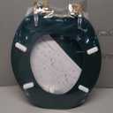 Dark Green Round Toilet Seat Natural Wood Toilet Seat with Zinc Alloy Hinges, Easy to Install also Easy to Clean, Scratch Resistant Toilet Seat by Angol Shiold (Round, Dark Green)