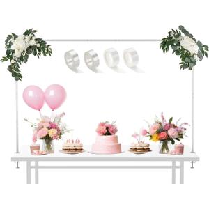 LANGXUN Meatl Table Balloon Arch Kit, Adjustable 16''-56'' Tall 29"-98" Length Table Stand, For Birthday Party Wedding & Graduation Decorations, Christmas Decort Baby Shower Party Supplies (White)