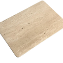 Natural Marble Beige Travertine Tray, Pastry Cheese Tray, Dessert Coffee Plate, Double Sided Smooth Marble Slab (Beige Travertine)