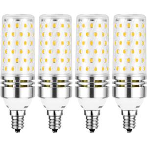 E12 LED Bulb,16W Candelabra LED Light Bulb, Warm White 3000K,100 Watt Equivalent Incandescent Light Bulbs, Ceiling Fan Light Bulbs,1500lm, Non-dimmable LED Chandelier Bulbs, 4 Pack