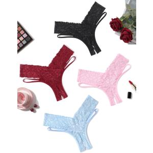 Avidlove Women Lace Panties Sexy Underwear Briefs Thongs V-Shape Waistband Tanga Sexy Cheeky Panties (XL)