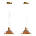 Oyisen Rusted Copper Kitchen Hanging Lights 8.2 Inch Industrial Lampshade Retro Farmhouse Pendant Light for Bedroom Barn and Bar Foyer Lighting Fixtures 2 Pack