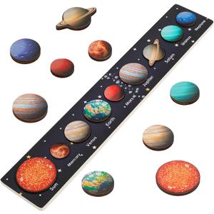 Zeoddler Solar System Puzzle for Kids 3-6, Wooden Space Toys, Planets for Kids, Preschool Learning Activities, Gift for Boys, Girls