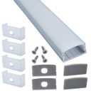 Litever 6-Pack LED Strip Aluminum Channels Super Wide, for Mounting 18mm Width 2835 5050 LED Strip,1 Meter / 3.3 FT Aluminum Channels with Diffused Cover, End Caps, Mounting Clips-LL-007-W-[6 Pack]