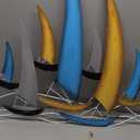 edaknez Large Metal Ship Wall Art, Metal Sailboat Wall Decor, Coastal Nautical Wall Art Decor, 3D Boat Wall Hanging, for Living Room Bedroom Indoor Outdoor (Modern Color)