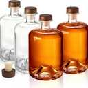 WRINGKIT 4 Pack Glass Liquor Bottles, 25 Oz Clear Wine Bottles with T-Top Cork Stopper, Heavy Base Vodka Whiskey Bottle Dispenser for Beverages, Drinks, Oil, Vinegar, Kombucha Beer