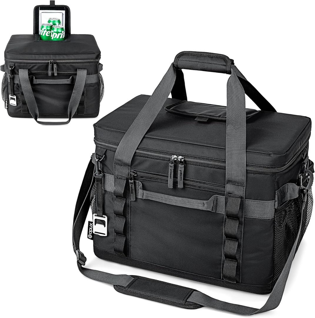 OPUX Cooler Bag, 60 Cans Insulated Soft Collapsible Portable Cooler, Soft Sided Leakproof Cooler for Beach Camping with Shoulder Strap, Ice Chest for Travel Road Trip Picnic, Black