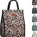 Lunch Bags for Women Insulated Reusable Lunch Tote with Internal Pocket, Lunch Tote Bag For Work (Leopard)
