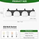 IZORRO Bathroom Light Fixtures, 4-Light Matte Black Vanity Light, Modern Wall Sconces with Globe Milk White Glass Shade, Vanity Lighting Fixtures Over Mirror,E26 Bulb Socket