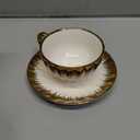 3-piece set Espresso Cups and Saucers Ceramic Cups with SaucersPorcelain Coffee Cup and Saucer Set with Gold Trim 2.5 Oz Demitas
