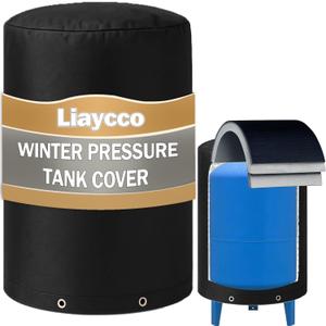 24"D x 34"H Round Well Pressure Tank Cover(5F) - Insulated Well Pump Cover, Thickened 3 Layers Water Well Tank Covers for Outdoor Winter Freeze Protection (Black)