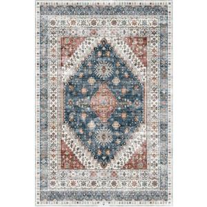 Large-size Rug for Living Room-Washable Area Rugs 8' x10' for Bedroom, Ultra-Soft Non-Shedding Faux Wool Vintage Design Boho Low Pile Mat rugs,Stain Resistant Rugs with Non-Slip Backing（Dark Color）