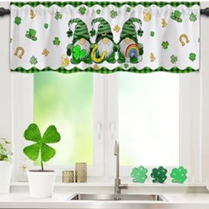 Nialnant Spring Window Curtain Valance for Living Room, Clover Gnome Valances for Windows Rod Pocket Curtain Valances, Kitchen Valance for Windows 54" W x 18" L, 1 Panel