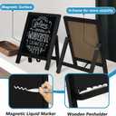4 THOUGHT Small Tabletop Chalkboard Signs, 9.5" x 14" Magnetic Mini Chalk Board with Stand for Food Wooden Frame Easel Countertop Menu Board for Kitchen Cafe Home Pub, Black