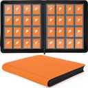 Toploader Binder,16 Pocket Top Loader Binders for 3" x 4" Rigid Cards,Toploader Card Binder for Hard Plastic Top Loaders,Holds 640 Top Loaders(Orange)