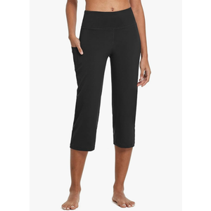baleaf Womens Yoga Capri Pants High Waist Capri Leggings with Pockets Wide Leg Crop Exercise Workout Summer Pants, XL