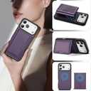 for iPhone 17 pro max Wallet Case, 2-in-1 Detachable Phone Case, Card Holder RFID Blocking, Fashionable Faux Leather Card Slot & Folding Design (Purple)
