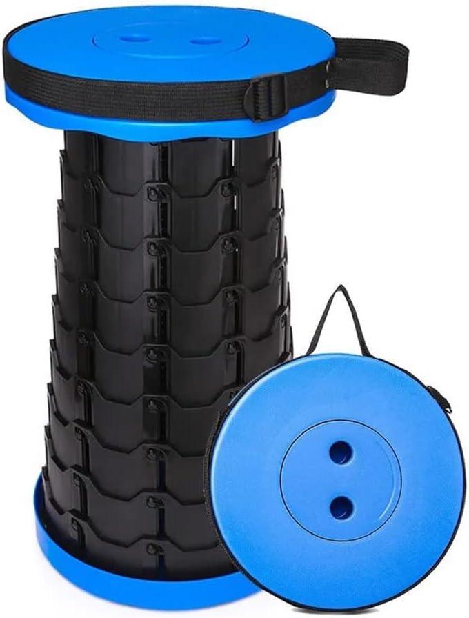 Collapsible Telescoping Portable Stool for Adults, Camping Stools, Upgraded Collapsible Folding Seats with Load Capacity 550lbs (Blue)